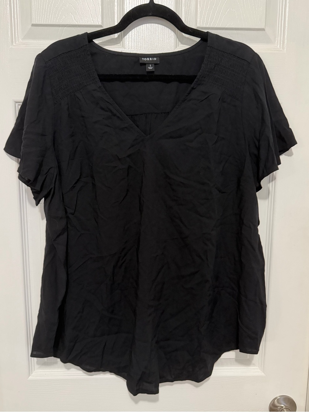 Torrid Black V-Neck Short Sleeve Blouse